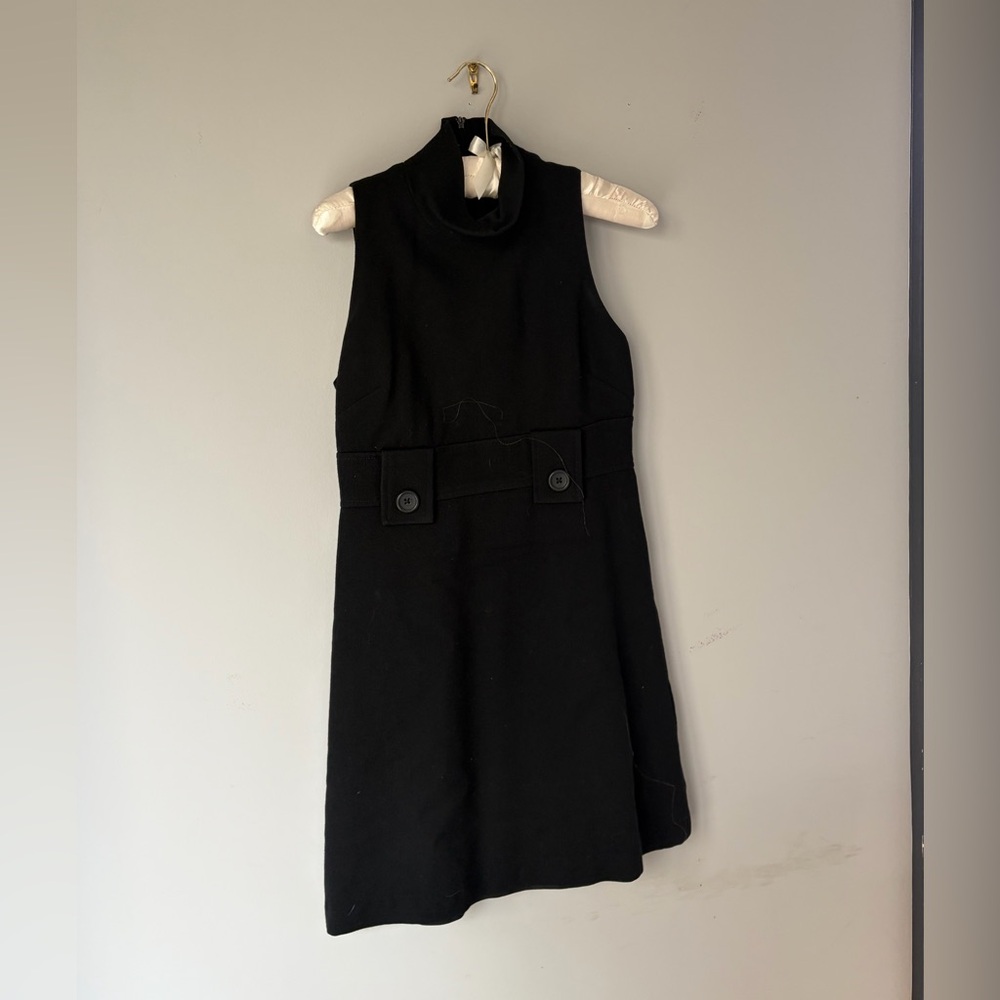 Vintage Mod Black Sleeveless Mock Neck Dress